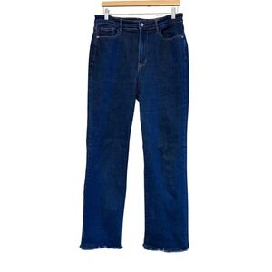 Judy Blue Straight Fit Dark Denim Blue Jeans Raw Hem Size 13/31